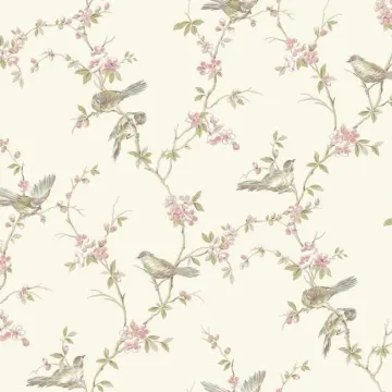 Floral Branches With Birds - York Wallcoverings