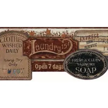 Antique Laundry Room Signs Border- 2 rolls