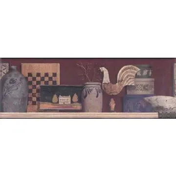Folk Art Shelf Wallpaper Border