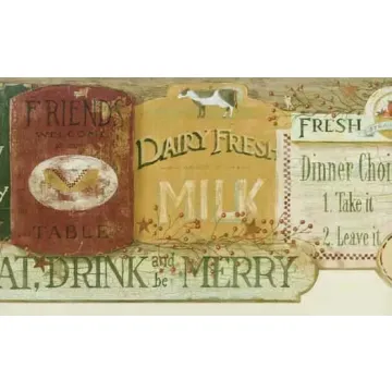 Country Kitchen Signs Wallpaper Border