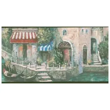 Green Venice Canal Wallpaper Border DB3690B