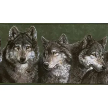 Green Wolf Wallpaper Border