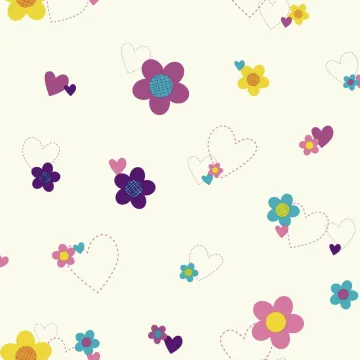 Walt Disney Kids Ii Flower & Hearts Wallpaper