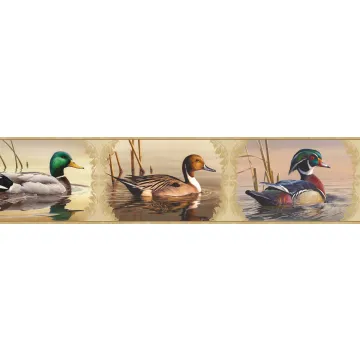 Winning Cream Waterfowl Portrait Blocks Wallpaper Border Chesapeake BBC48521B