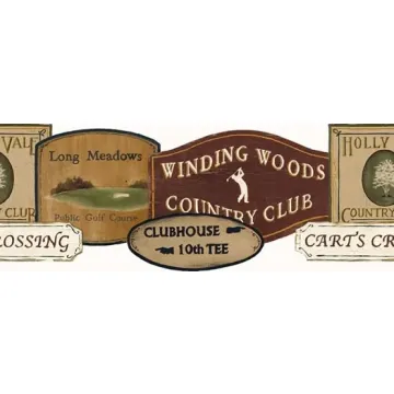 Country Club Golf Sign Wallpaper Border