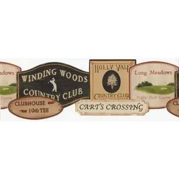 Country Club Golfing Black Wallpaper Border