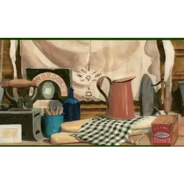 Green Old Fashion Laundry Wallpaper Border