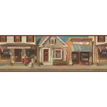Small Town Main Street Wallpaper Border