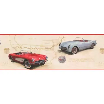 GM Corvette Red Wallpaper Border