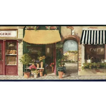 Black French Storefront Wallpaper Border