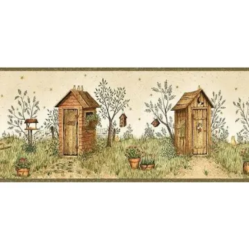 Garden Outhouse Wallpaper Border FAM65022B- 2 Rolls Left