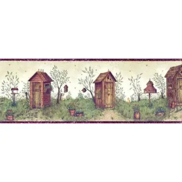 Brown Garden Outhouse Wallpaper Border