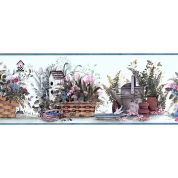 Blue Garden Gifts Wallpaper Border