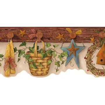Country Pegboard Wallpaper Border