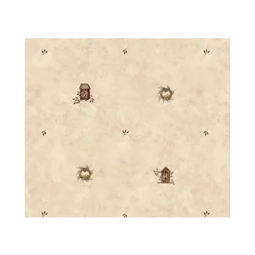 Birdhouse and Wreath Wallpaper