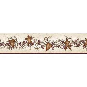 Sassafras Red Curly Stars Trail Wallpaper Border Chesapeake BBC65171B