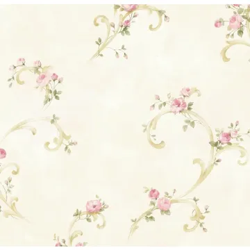 Betty Pink Tearose Acanthus Trail Wallpaper Sidewall Chesapeake BBC77761