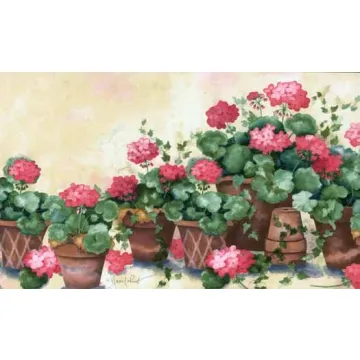 Potted Geranium Wall Paper Border