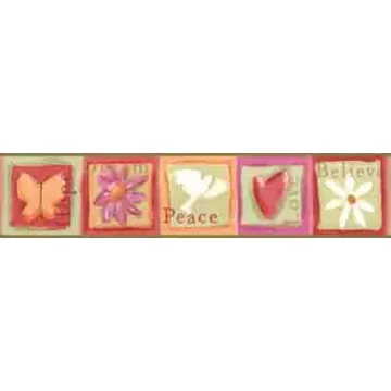 Green Peace Love Dream Believe Hope Wallpaper Border
