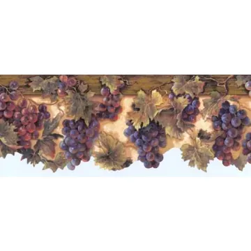 Tan Harvest Time Grape Wallpaper Border