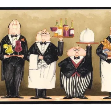 Beige French Chef Wallpaper Border