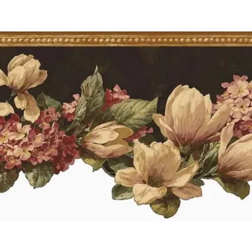 Black Magnolia Wallpaper Border