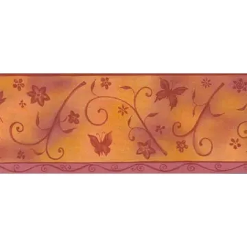 Orange Butterfly Glitter Wallpaper Border