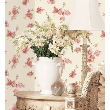FK26935 Lilac Sprigs Wallpaper Pink, Red, Cream Pretty Prints 4 Norwall Wallcovering