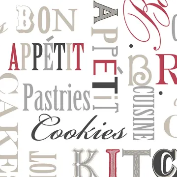 FK34413 Kitchen Script Wallpaper Red, Beige Silver Fresh Kitchens 5 Norwall Wallcovering