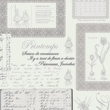 FK34417 Printemps Script Wallpaper Black, Grey Fresh Kitchens 5 Norwall Wallcovering
