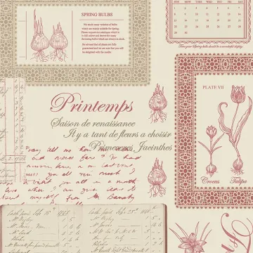 FK34418 Printemps Script Wallpaper Beige, Pink, Cream Fresh Kitchens 5 Norwall Wallcovering