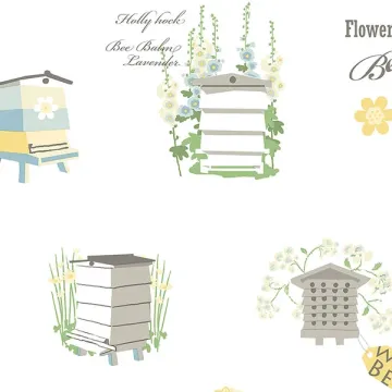 FK34423 Bee Hive Wallpaper Yellow, Green, Grey Fresh Kitchens 5 Norwall Wallcovering