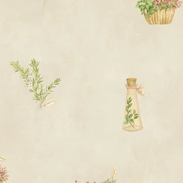 FK34430 Fresh Herbs Wallpaper Red, Cream, Green Kitchens 5 Norwall Wallcovering