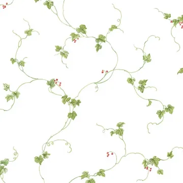 FK34438 Small Berries Trail Wallpaper Red, Green Fresh Kitchens 5 Norwall Wallcovering