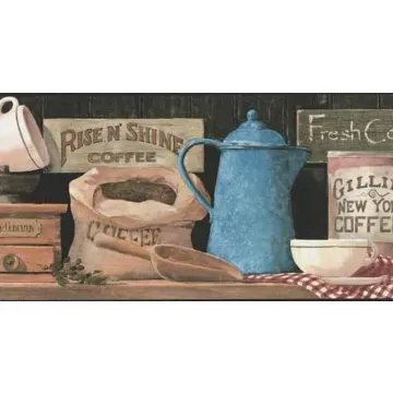 Morning Fresh Coffee Wallpaper Border