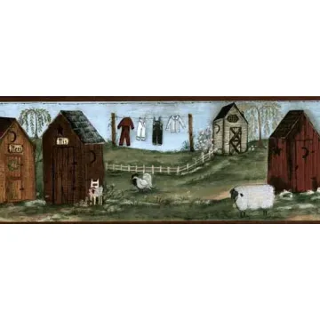 Burgundy Outhouse Wallpaper Border