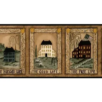 Framed Shaker House Mustard Wallpaper Border