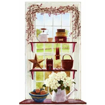 Rose Hip Swag Window Mural  FK3991M