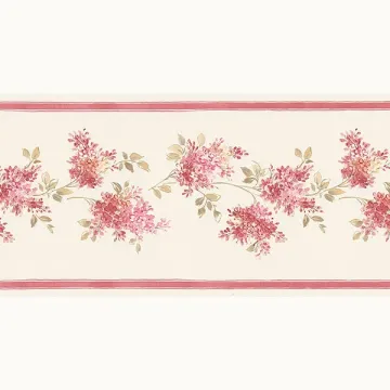 FK78461 Lilac Wallpaper Border Cream, Pink, Red Pretty Prints 4 Norwall Wallcovering
