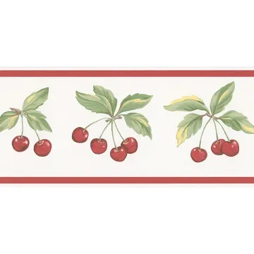 FK78462 Cherry Wallpaper Border Red, Green Fresh Kitchens 5 Norwall Wallcovering