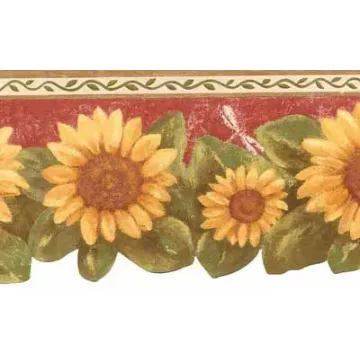 Sunflower and Dragonfly Wallpaper Border