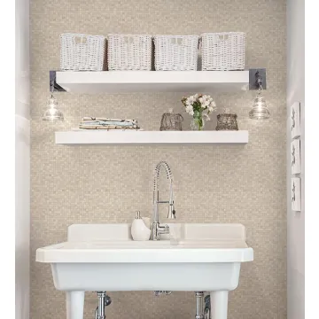 G67415 Shades of Taupe Faux 1/2" Tiles Taupes, Off White Natural FX Norwall Wallcovering