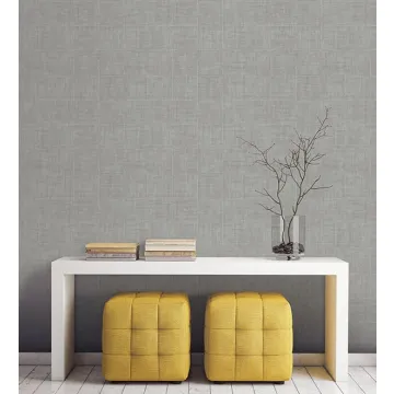 G67460 Medium Grey Linen Grid Wallpaper Natural FX Norwall Wallcovering