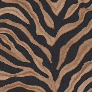 G67490 Black, Bronze Zebra Print Wallpaper Natural FX Norwall Wallcovering