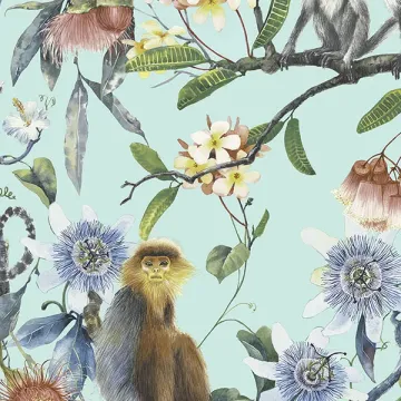 G67957 Lemur Wallpaper Green, Blue, Turquoise, Aqua, Tidewater Organic textures Norwall Wallcovering