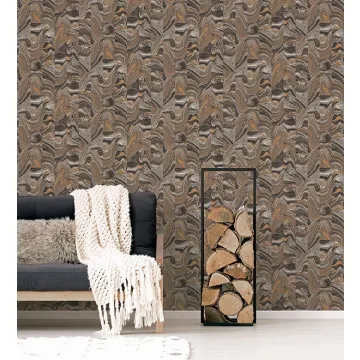 G67975 Agate Tile Wallpaper Metallic Gold, Lavish Black, Grey Organic textures Norwall Wallcovering