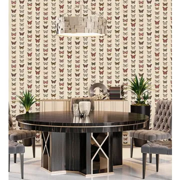 G67992 Jewel Butterflies Stripe Wallpaper Beige, Red, Orange, Rust, Pomegranate Organic textures Norwall Wallcovering