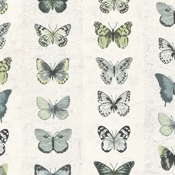 G67994 Jewel Butterflies Stripe Wallpaper Green, Blue, Beige, Black, Lime Organic textures Norwall Wallcovering