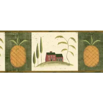 Pineapple & Saltbox House Wallpaper Border - Chesapeake