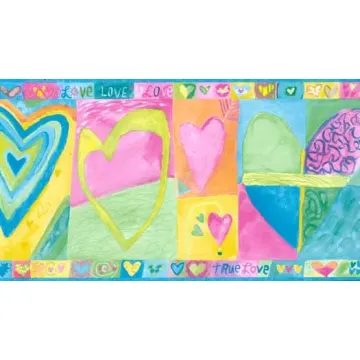 Multi-Color Hearts Wall Paper Border
